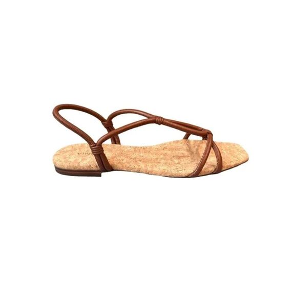 VINCE. Womens Brown Cork Hazen Square Toe Slip On Leather Slingback Sandal 8.5 M - Picture 3 of 3
